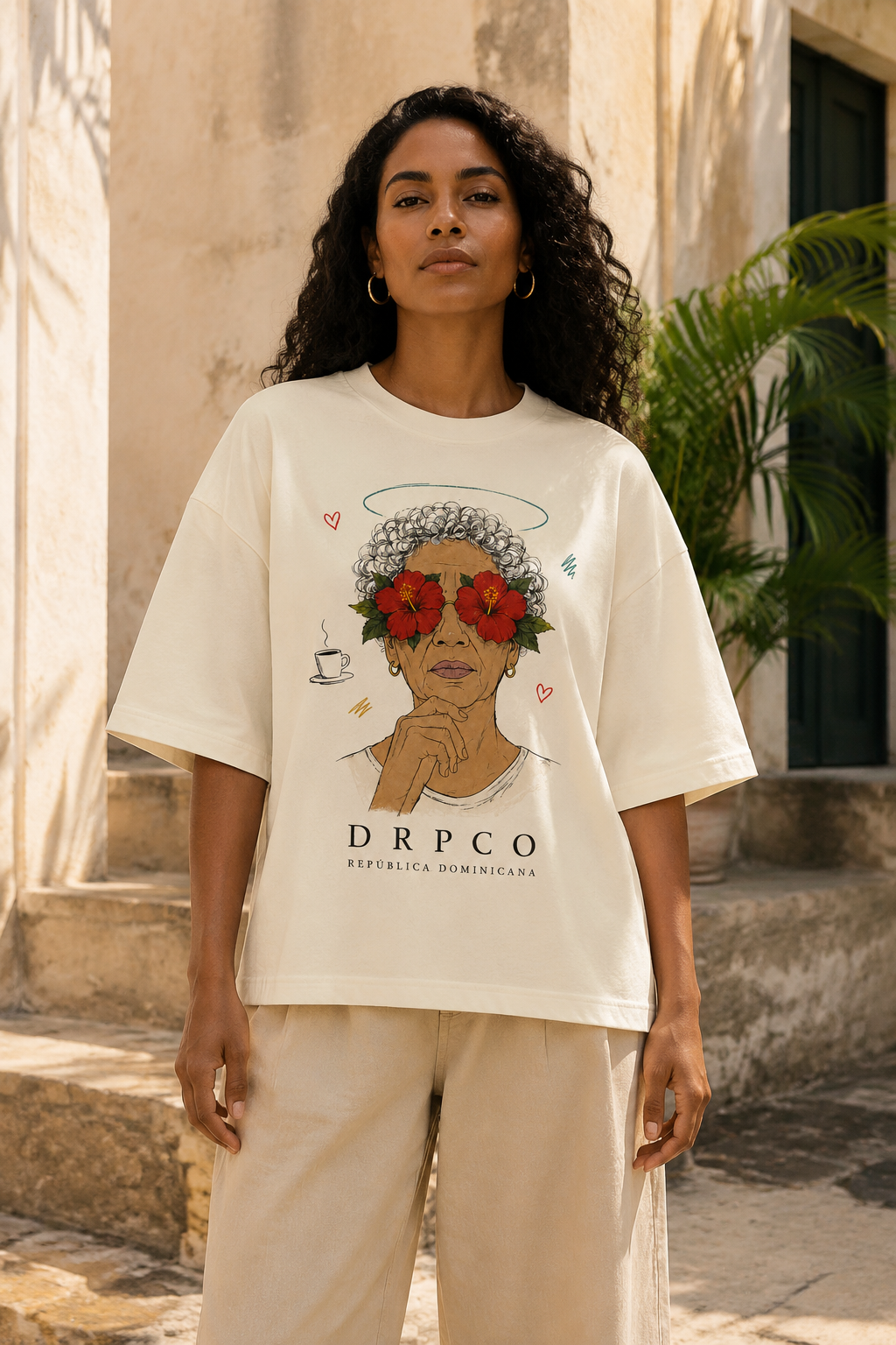 Flores de Herencia Boxy Tee – Cream