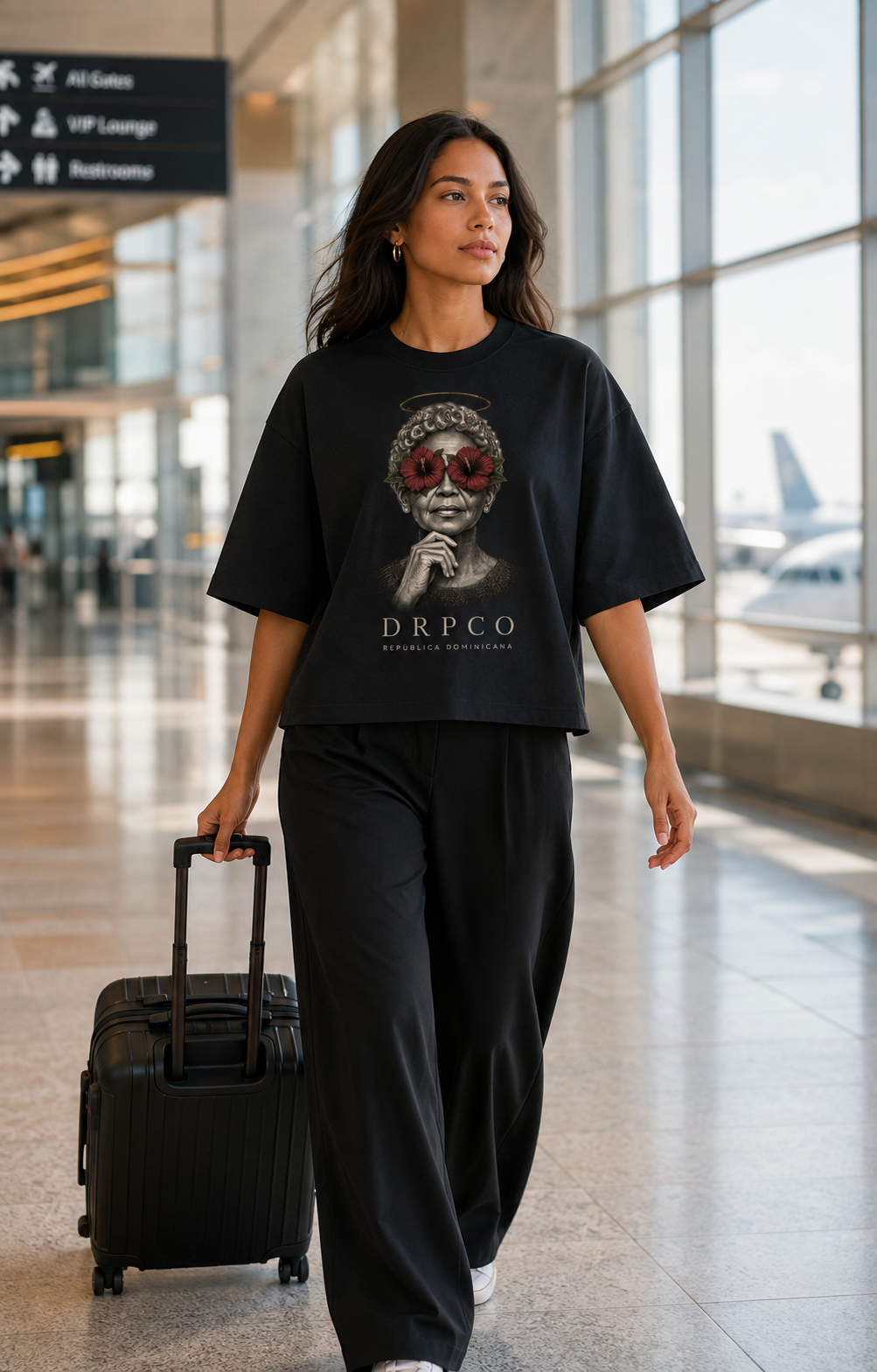 Flores de Herencia Boxy Tee – Black