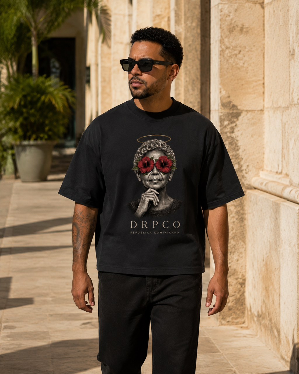 Flores de Herencia Boxy Tee – Black