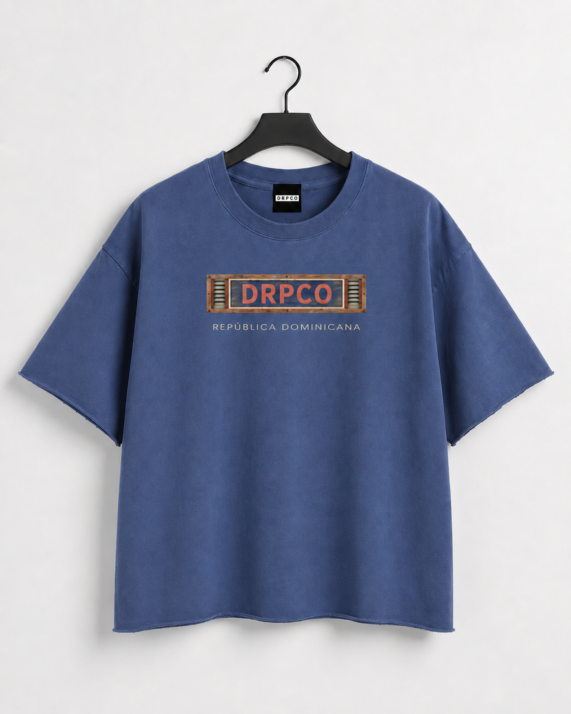 DRPCO Box Logo Raw Edge Tee – Vintage Blue.