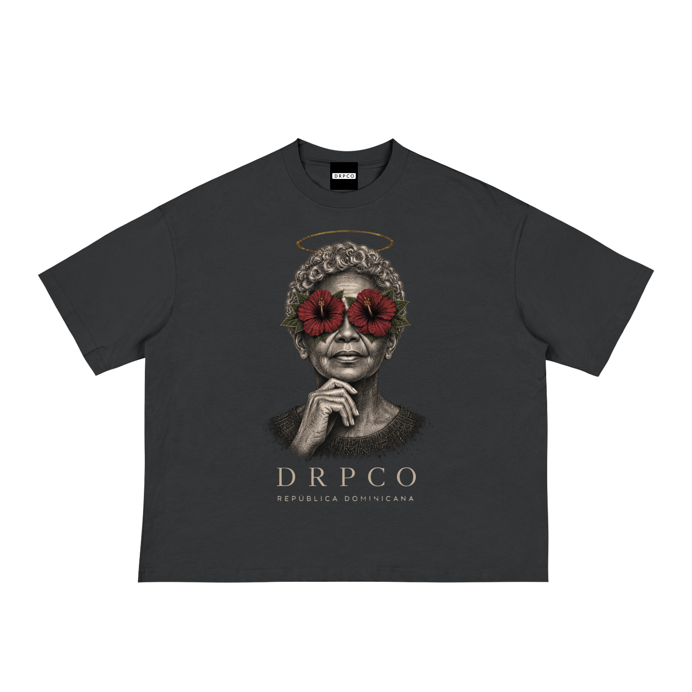 Flores de Herencia Boxy Tee – Black