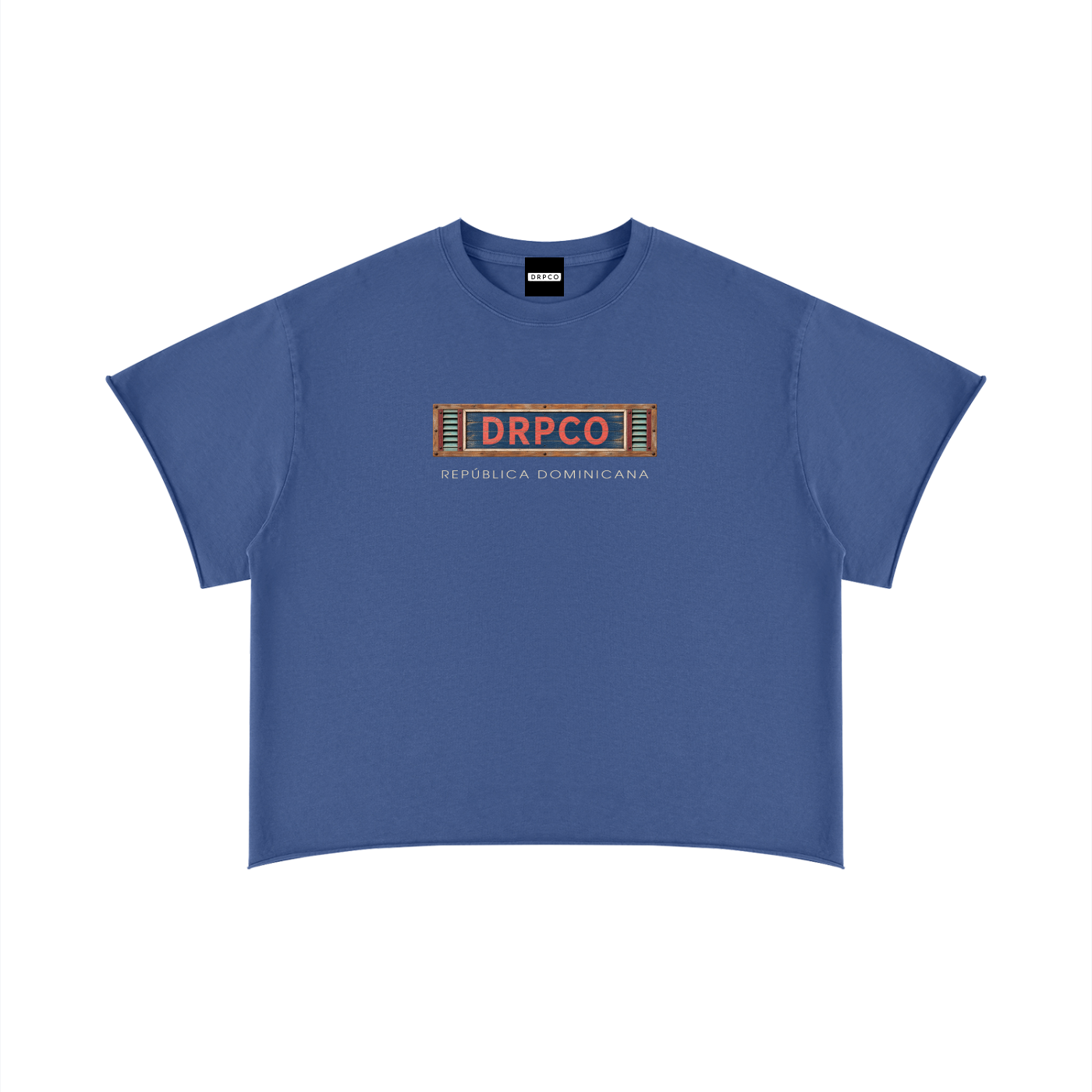 DRPCO Box Logo Raw Edge Tee – Vintage Blue.